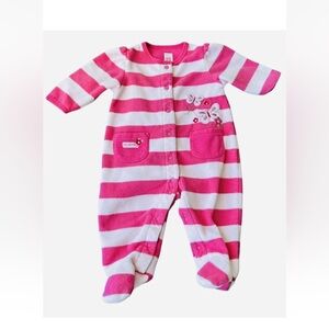 Carter's Girls Size 6 Month 1 piece Sleeper Outfit Fleece Pink Stripe Print